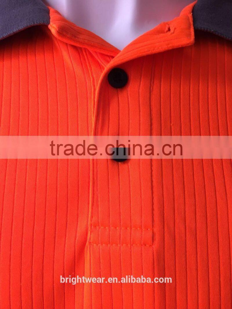 Mens short sleeve fluorescent interlock bulk poly/cotton high visibility polo shirt