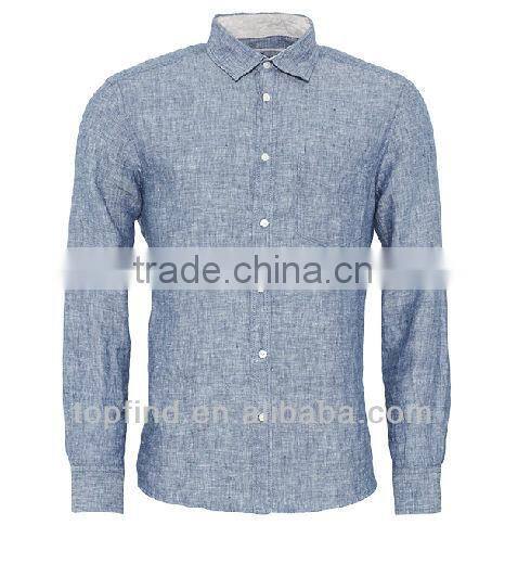 100% Leisured linen jeans style long sleeve Men shirts