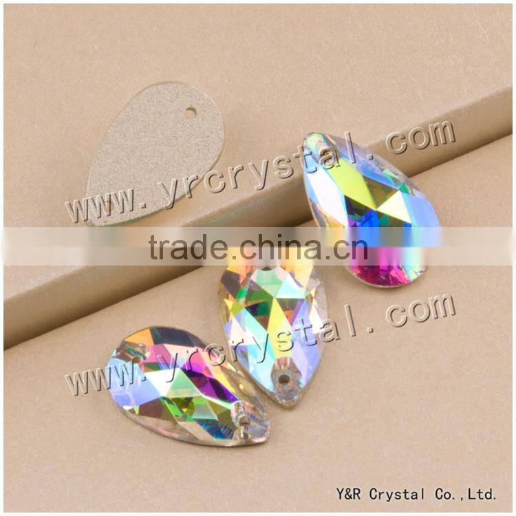 pear shape AB 10x18mm sew on rhinestones flatback crystal Teardrop sewing crystal dress