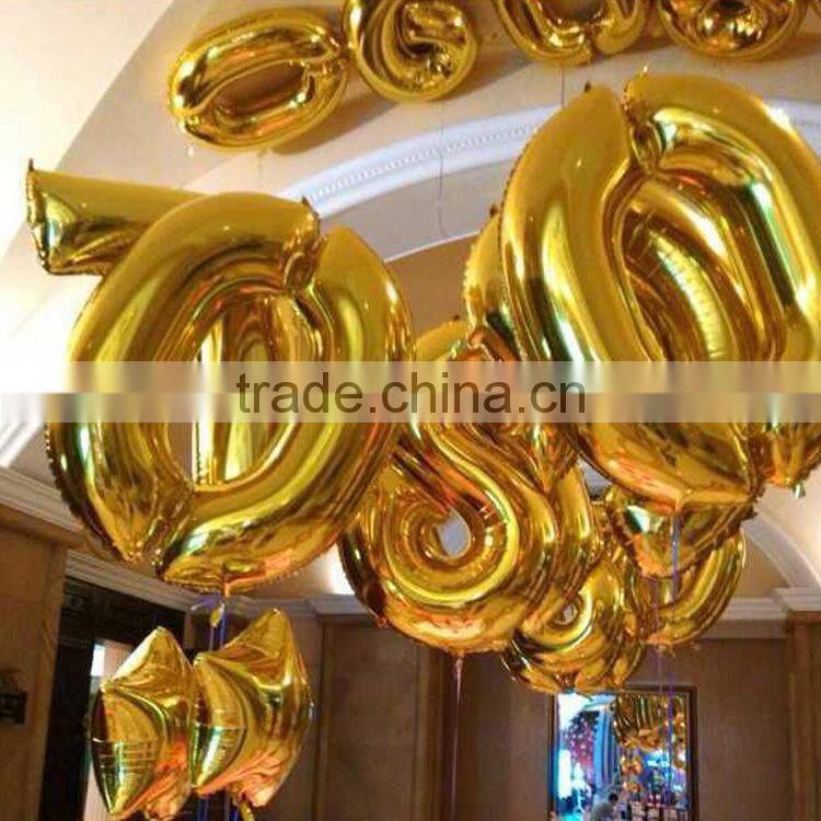 40 inch gold silver color foil number balloons for party decoration