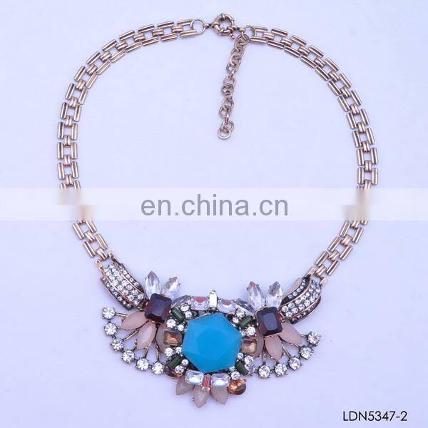 Fan pendant with hook brozen chain acrylic sheet with crystal necklace