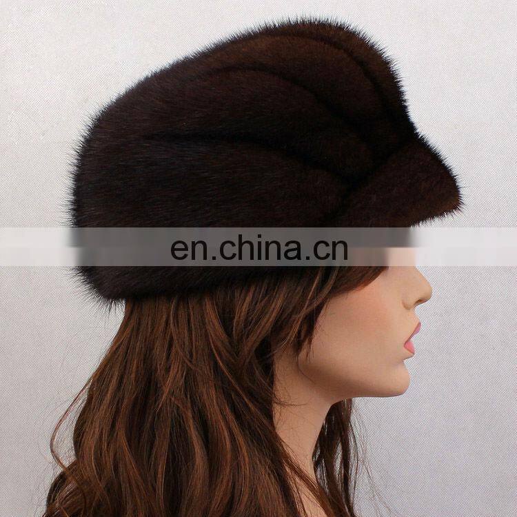 Genuine hot fashion black mink fur hat