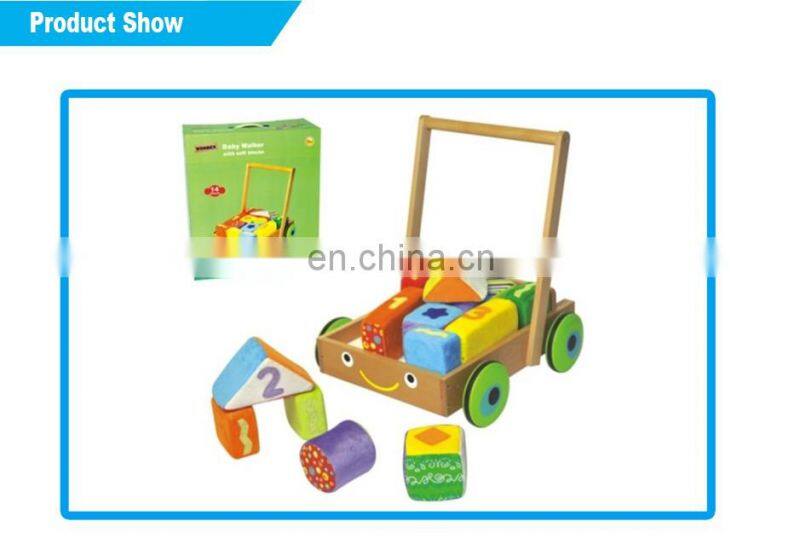 Best popular baby boy wooden toy lovely funny trolley
