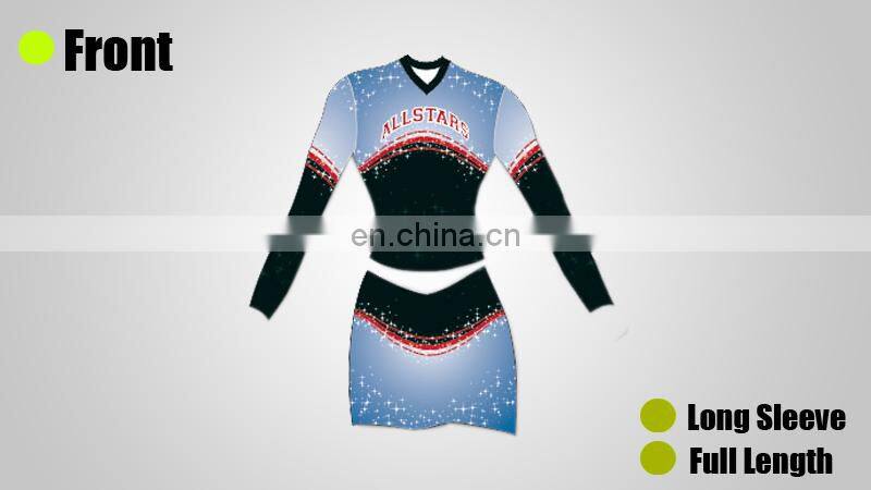 Female new design spandex long sleeve cheerleader dress