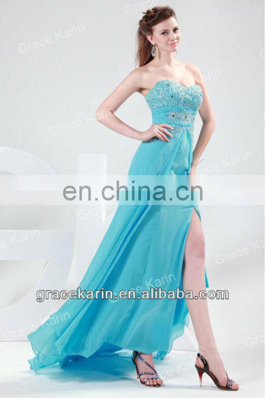 Grace Karin Elegant Off Shoulder Long Chiffon Evening Dress 2015 CL4417