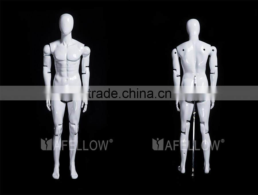 fiberglass glossy white egg head male movable joint mannequins