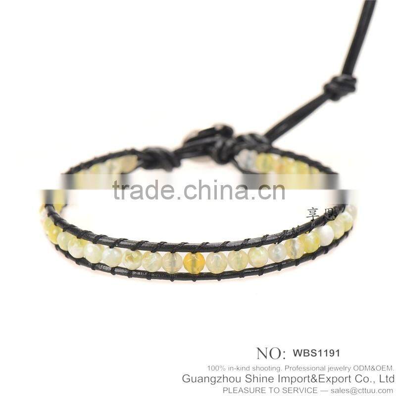 Purple lava bead bracelet leather XE09-0064