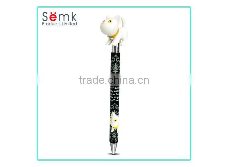 Promotional cute plastic ball point pen with animal head for school kids
