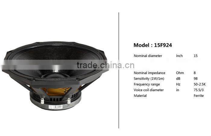 H3, Neodymium speaker, 15 inch passive 3-way full range loudspeaker, stage monitors