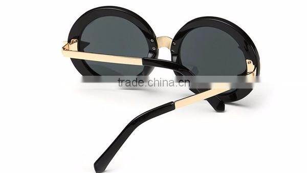 designer unique style fashionable full metal frame mirror round sunglasses with sun and star decoration