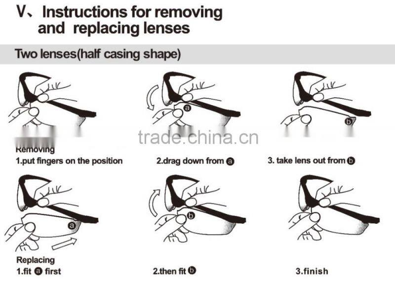 2015 Hot popular sunglasses set black frame rainbow lens anti-UV400 outdoor sports glasses with 4 extra lenses