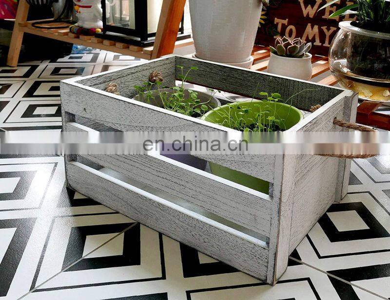 Decorative Storage Wooden Crates (Set of 3, Rope Handles) | Perfect for Gardening Wedding Wooden Storage Box Wooden Crate