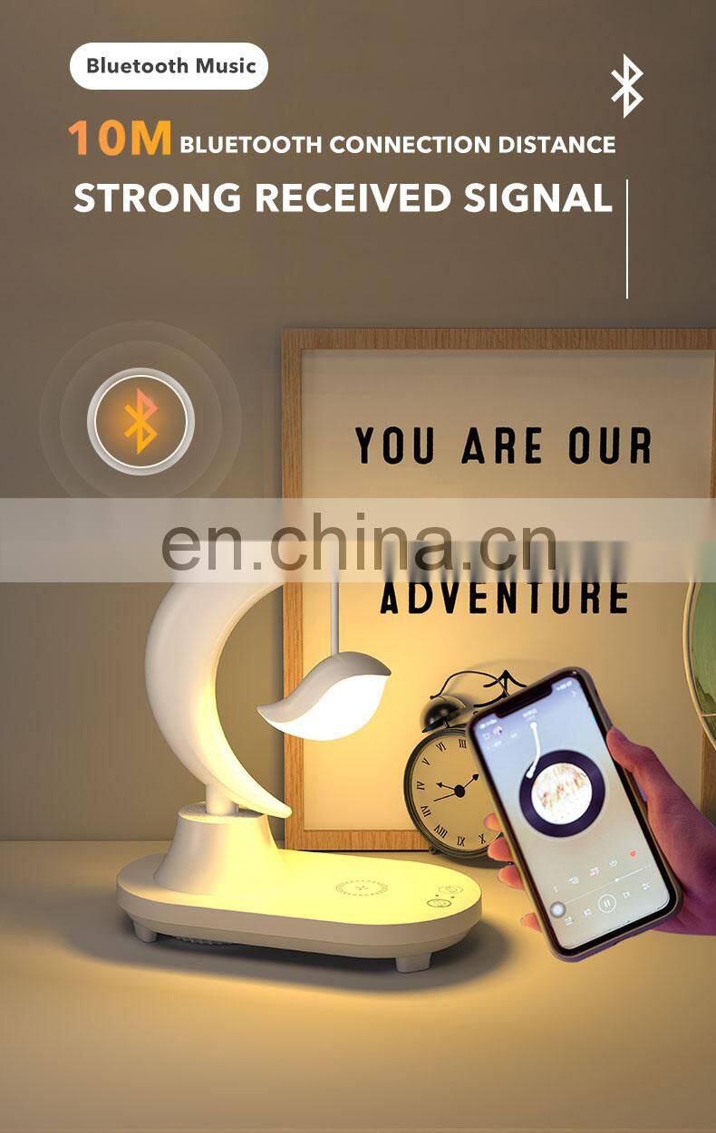 3D Stereo Surround Sound Music Night Light Usb Wireless Charging Auto 7 Color Changing Desk Lamp With Speaker