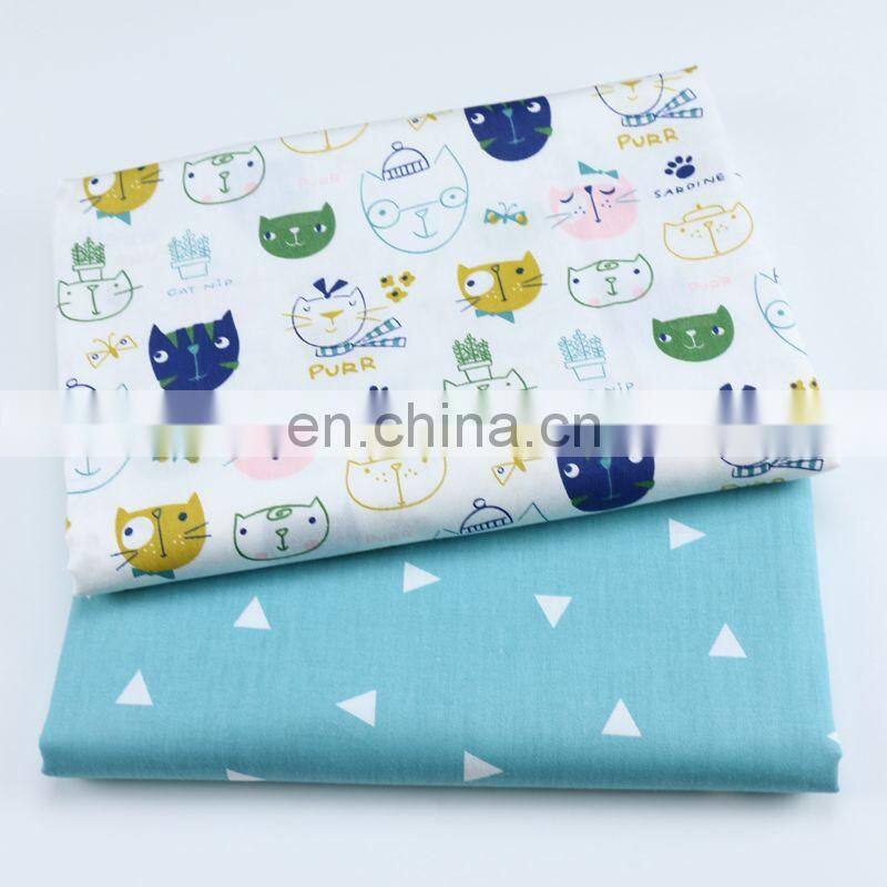 Cartoon Cat Triangle print children's bed skin friendly cotton fabric kindergarten three-piece twill fabric