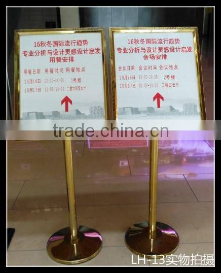 sign display stand-golden stainless steels floor stand-sign board-POP poster board stands High quality