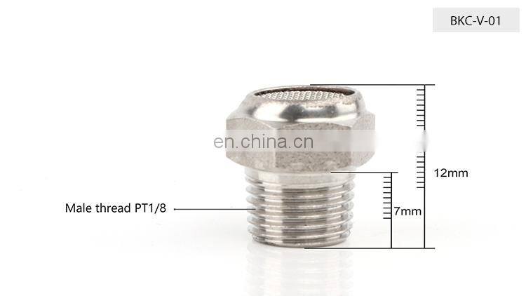 SNS BKC-V series stainless steel tube fittings pneumatic valve flat end exhaust muffler air silencer