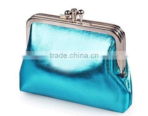 Lady flash metal substantial design PU wallet cheap lady wallet