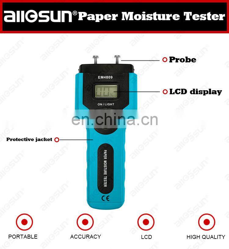 All-Sun EM4809 Stable Paper Moisture Meter Non-destructive Probe Paper Hygrometer Practical Moisture Tester