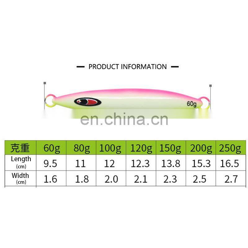 JOHNCOO 60G 80G 100G Jigging Lure Lead Jig Mental Luminous Lure Fishing