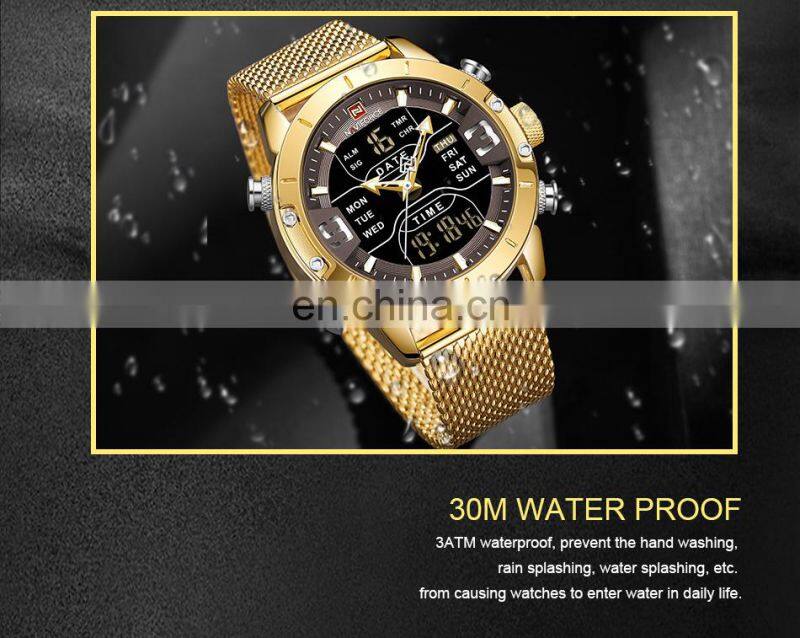 NAVIFORCE 9117 Luxury Quartz Movement Steel Watch Stainless Steel Week Display Luminous Wristwatches Wholesale Watches