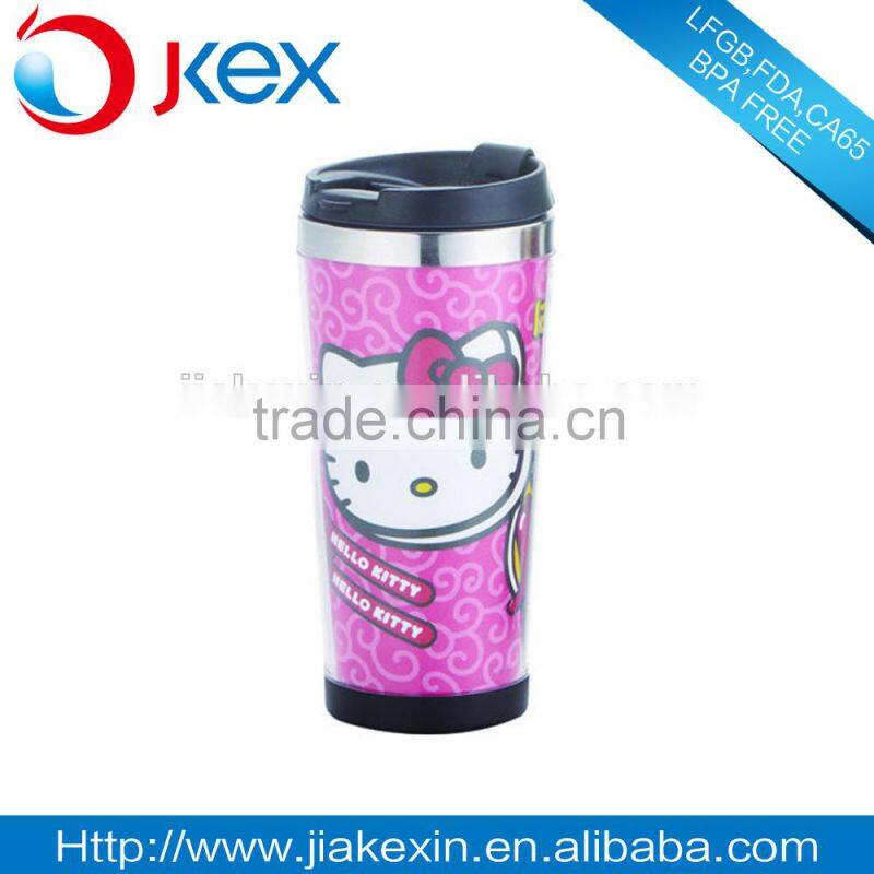 Paper insert coffee mug, screw lid travel mug with paper inserts