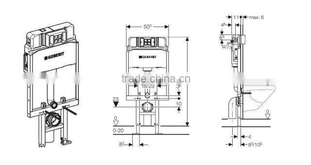 GEBERIT Alpha Duofix In-wall Cistern Watermark Concealed Cistern for Wall-hung Toilet, Dual Flush Front Button,