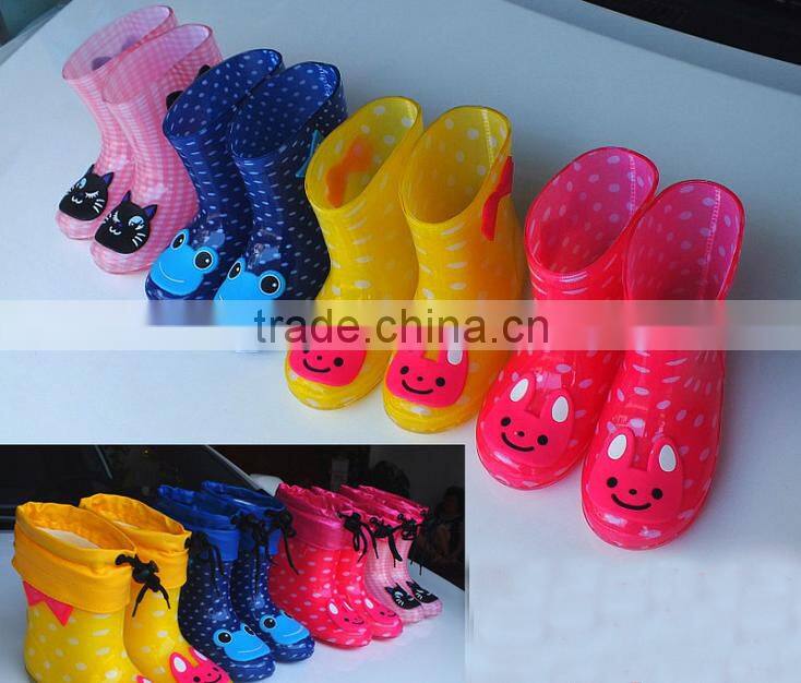 Cartoon crystal jelly slip children rain boot Transparent pvc children boots