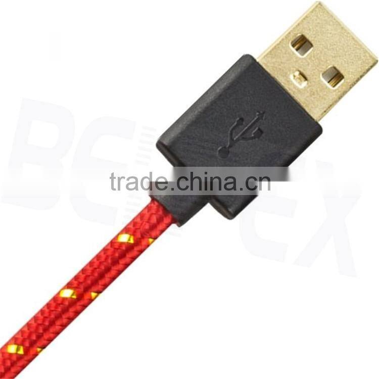 Nylon Gold Plated Micro USB Data Terminal Connector Cable