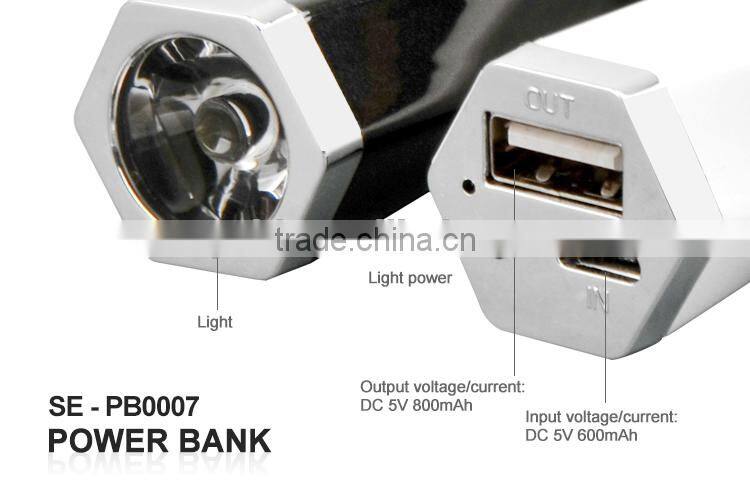 Good quality lipstick power bank 1800mah power bank with led torch light