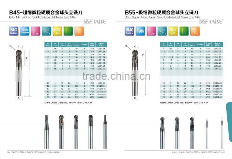 cemented carbide 45HRC CNC Germany end mill for soft metal