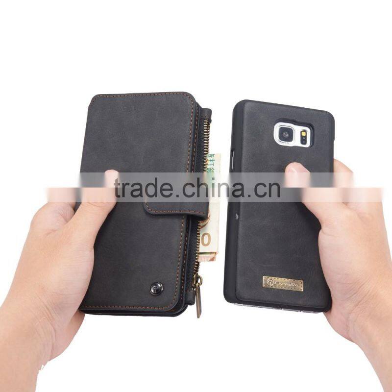 Caseme PU leather case with zipper wallet bag for Samsung NOTE5 multiple card slot stand flip case for NOTE5