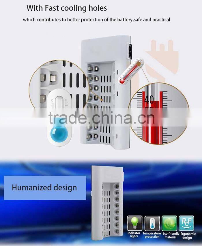 C808W C808 8 Slots Slot Light Indicator Over-current Temperature Battery Charger for AA / AAA NiCd NiMh Batteries Battery