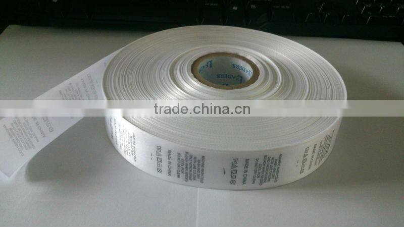 Custom garment printed satin ribbon care label
