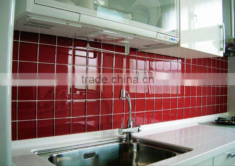 10x10 red glitter crystal clear glass mosaic tile for kitchen
