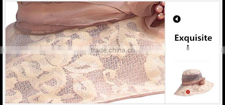exquisite lace wide brim hat with flower decoration