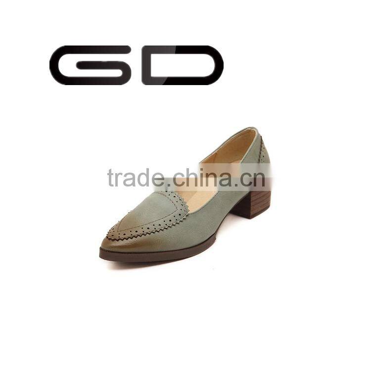GD fashion retro pointed toe soft leather flat shoes for women