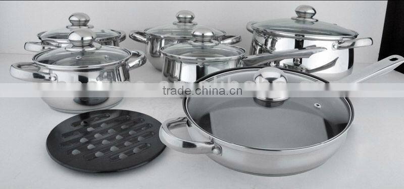 Chuangdong satin polish 12pcs cookware set