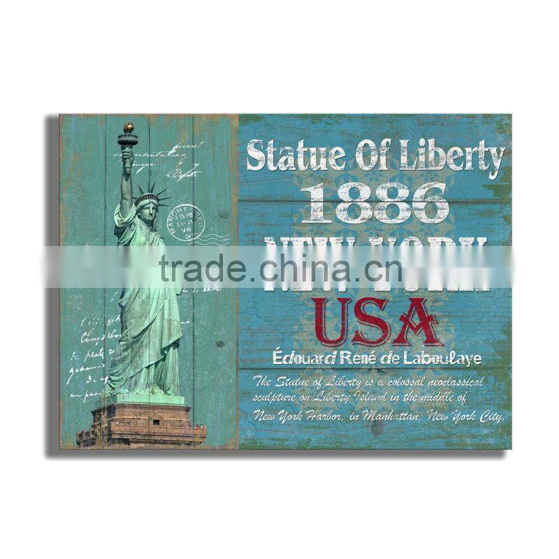 Customize Statue of Liberty wood painting plaque with hook