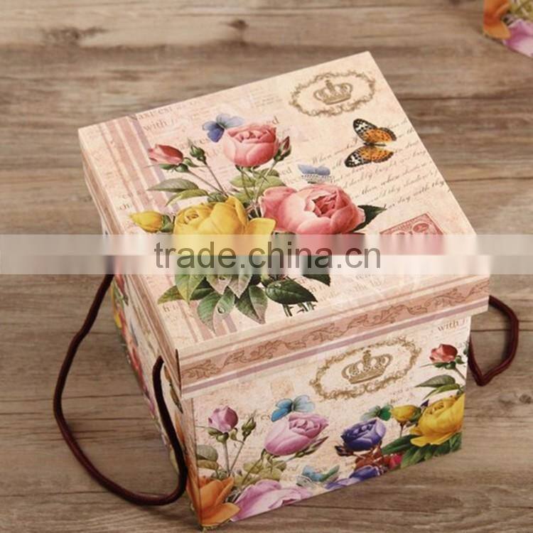 DW-G3310 Creative Retro Print Folding Box and Gift Box With Handle