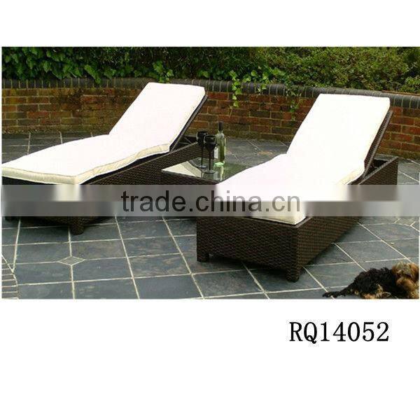 Garden and Beach Sunbeds PE Rattan With Cushion