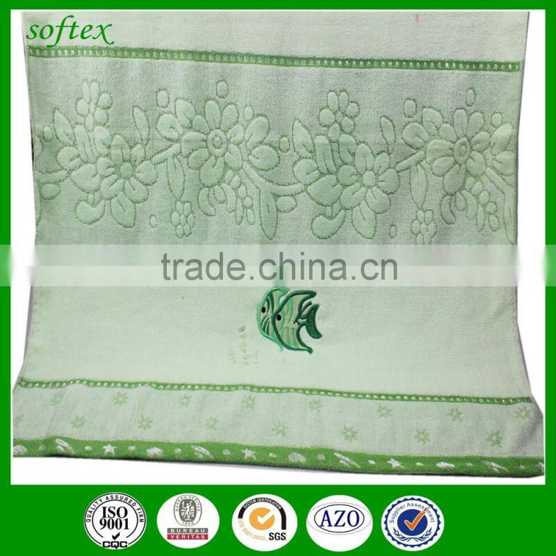 jacquard velour cheap fancy bath towel with embroidery
