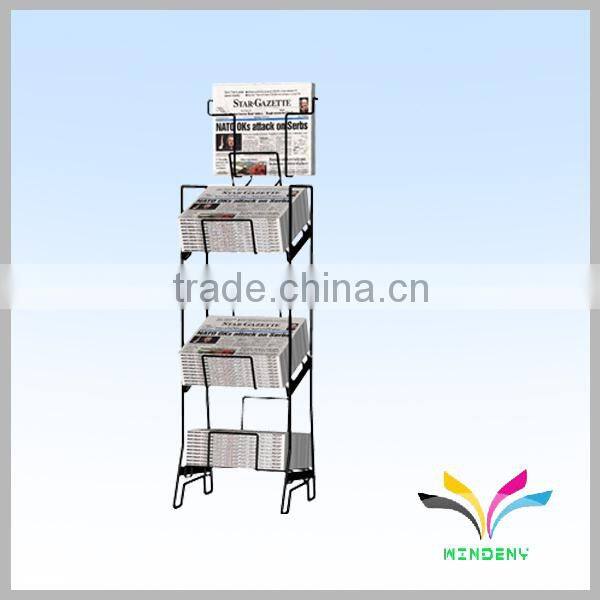 Shop floor type wire sample display metal racks for sale newspapers