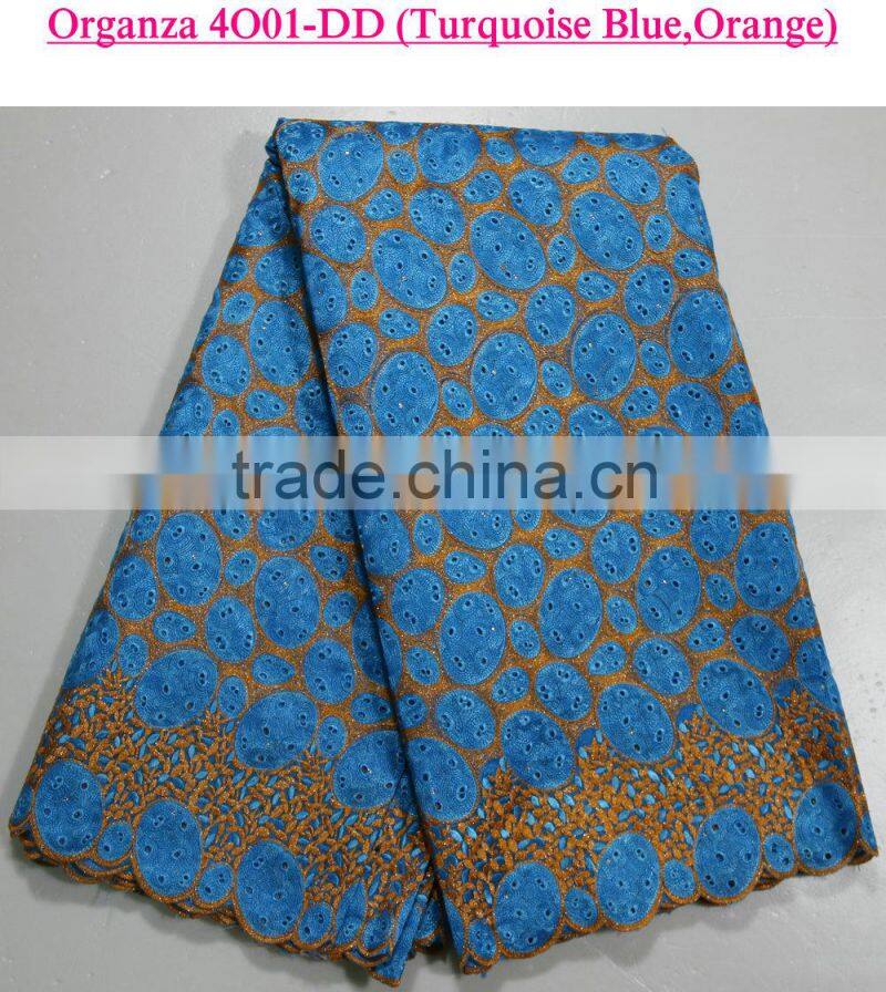 2015 New fashion organza lace heavy double african organza lace for wedding dress