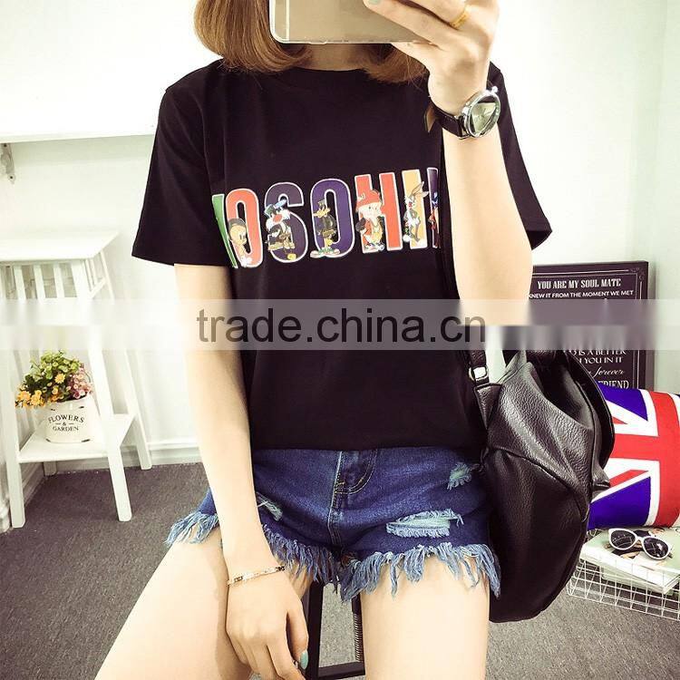 Korean cartoon letter picture short sleeve T-shirt
