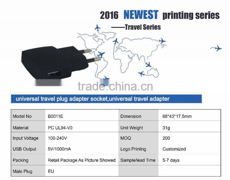 Higher Quality GENJOY EU Plug Mobile Phone Travel Charger with usb Port