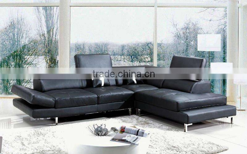 original design genuine Leather corner sofa black color sofa set living room furniture