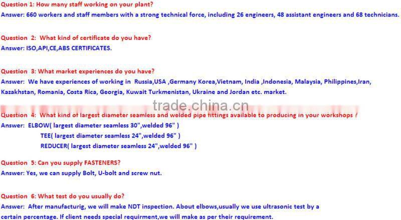 ANSI B16.9 8 inch reducer pipe fittings with ABS certification