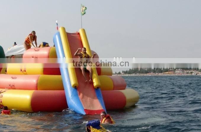 hot sale cheap and popular for person inflatable floating Pyramid water games with slide