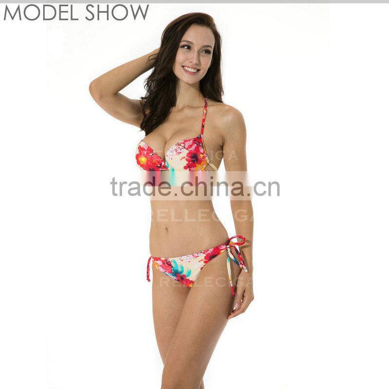 RELLECIGA 2015 Yellow Floral Add-2- Cups Push-up Halter Bikini