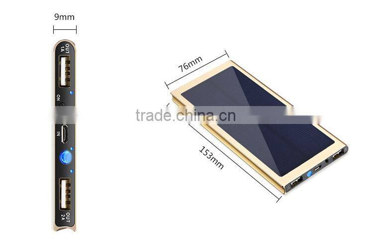 solar power bank 10000mah mobile phone charger